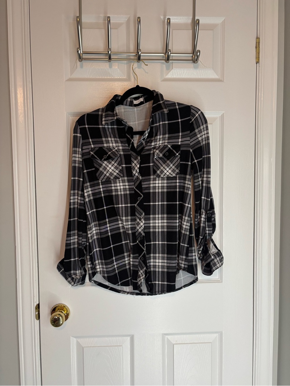 Ardene Black & White Plaid Button-Down Shirt